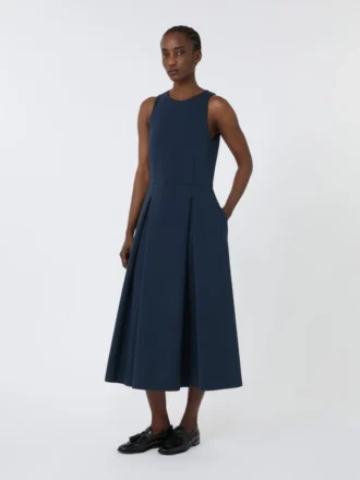 Langes, ausgestelltes Kleid aus Scuba-Jersey, ultramarinblau Langes, ausgestelltes Kleid aus Scuba-Jersey, ultramarinblau