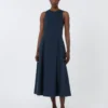 Langes, ausgestelltes Kleid aus Scuba-Jersey, ultramarinblau Langes, ausgestelltes Kleid aus Scuba-Jersey, ultramarinblau