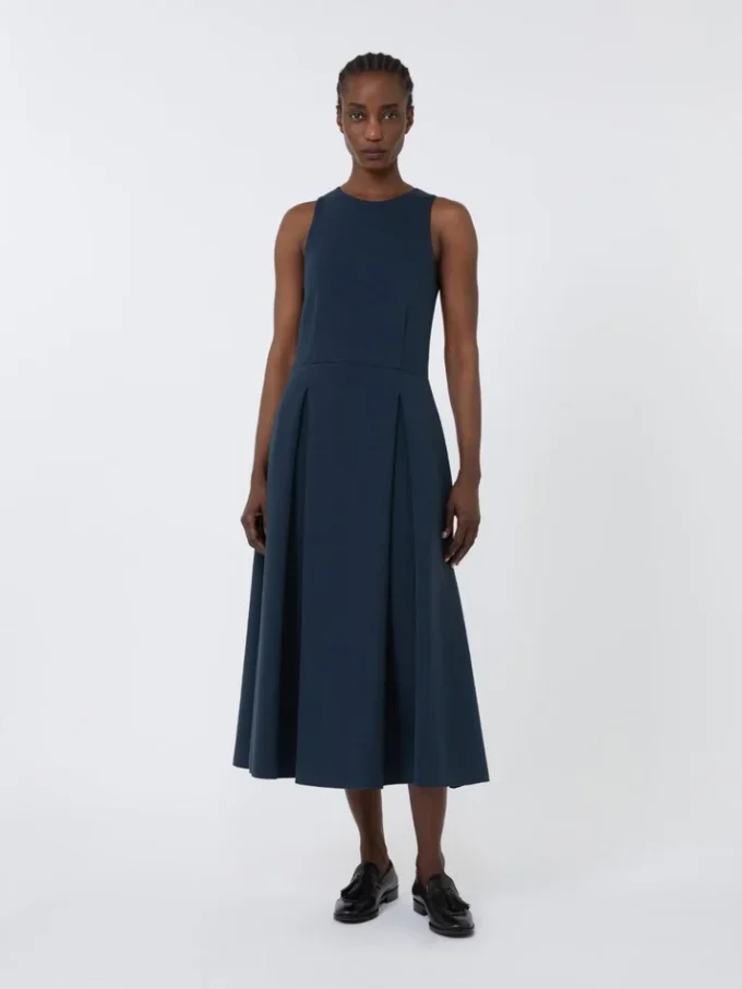 Langes, ausgestelltes Kleid aus Scuba-Jersey, ultramarinblau Langes, ausgestelltes Kleid aus Scuba-Jersey, ultramarinblau