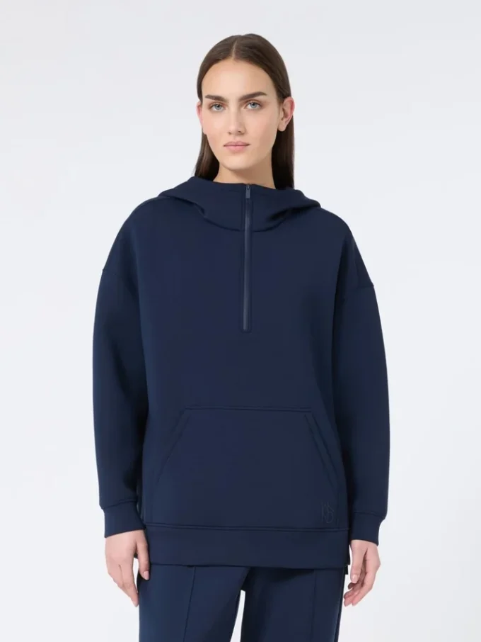Langes Sweatshirt aus Scuba-Jersey, marineblau Langes Sweatshirt aus Scuba-Jersey, marineblau