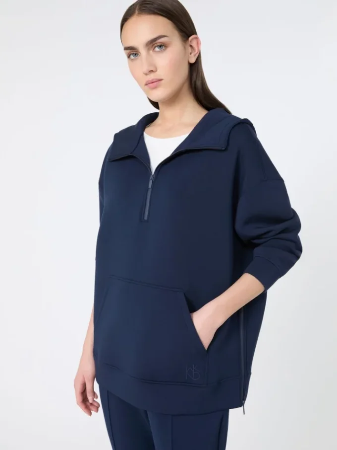 Langes Sweatshirt aus Scuba-Jersey, marineblau Langes Sweatshirt aus Scuba-Jersey, marineblau