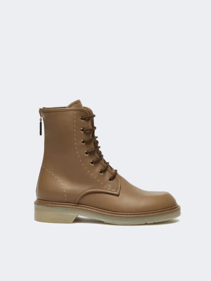 Leder-Combat-Stiefel, haselnussbraun Leder-Combat-Stiefel, haselnussbraun