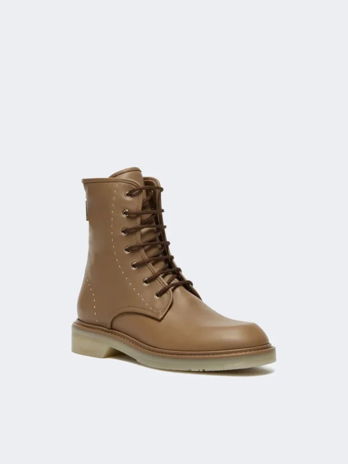Leder-Combat-Stiefel, haselnussbraun Leder-Combat-Stiefel, haselnussbraun