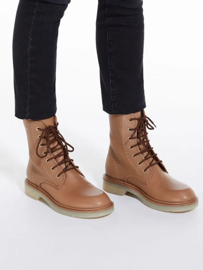 Leder-Combat-Stiefel, haselnussbraun Leder-Combat-Stiefel, haselnussbraun