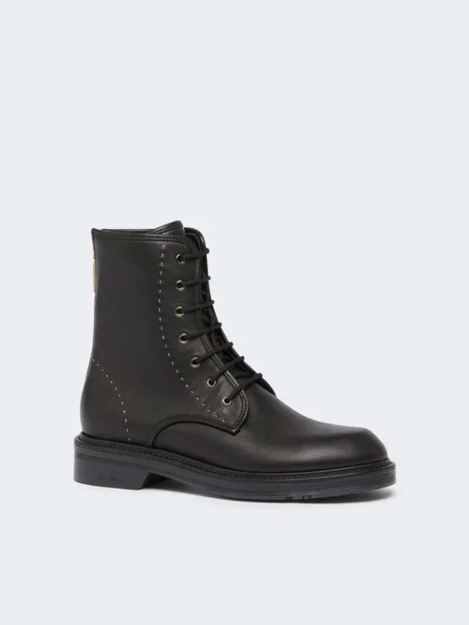 Leder-Combat-Stiefel, schwarz Leder-Combat-Stiefel, schwarz