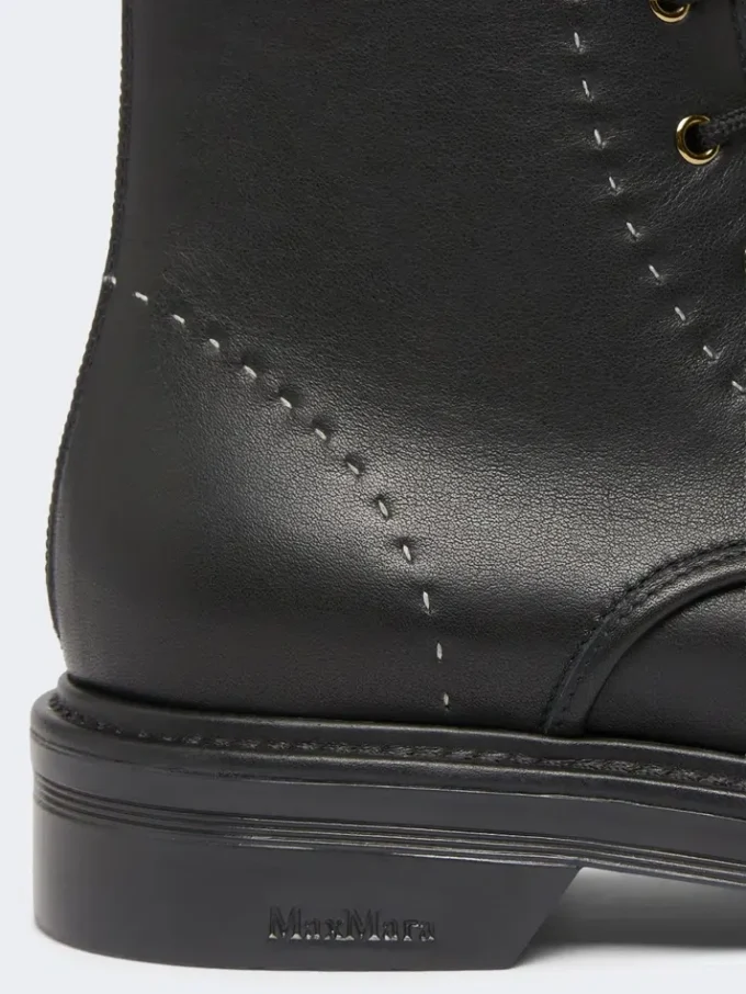 Leder-Combat-Stiefel, schwarz Leder-Combat-Stiefel, schwarz