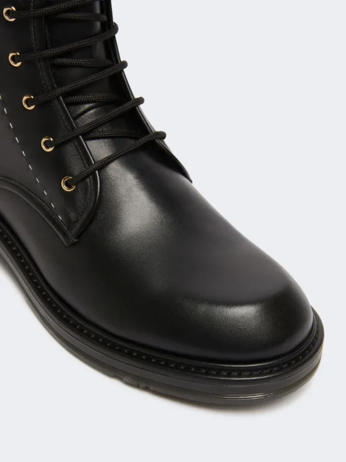 Leder-Combat-Stiefel, schwarz Leder-Combat-Stiefel, schwarz