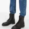 Leder-Combat-Stiefel, schwarz Leder-Combat-Stiefel, schwarz