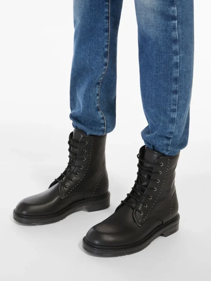 Leder-Combat-Stiefel, schwarz Leder-Combat-Stiefel, schwarz