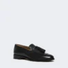 Leder-Loafer mit Quasten, schwarz