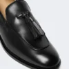 Leder-Loafer mit Quasten, schwarz