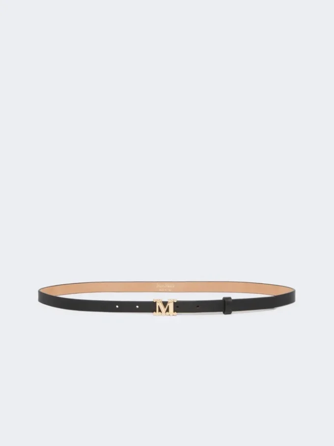 Leder-Monogramm-Gürtel, schwarz