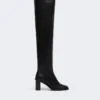 Leder-Overknee-Stiefel, schwarz Leder-Overknee-Stiefel, schwarz
