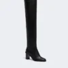 Leder-Overknee-Stiefel, schwarz Leder-Overknee-Stiefel, schwarz