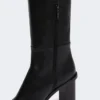 Leder-Overknee-Stiefel, schwarz Leder-Overknee-Stiefel, schwarz
