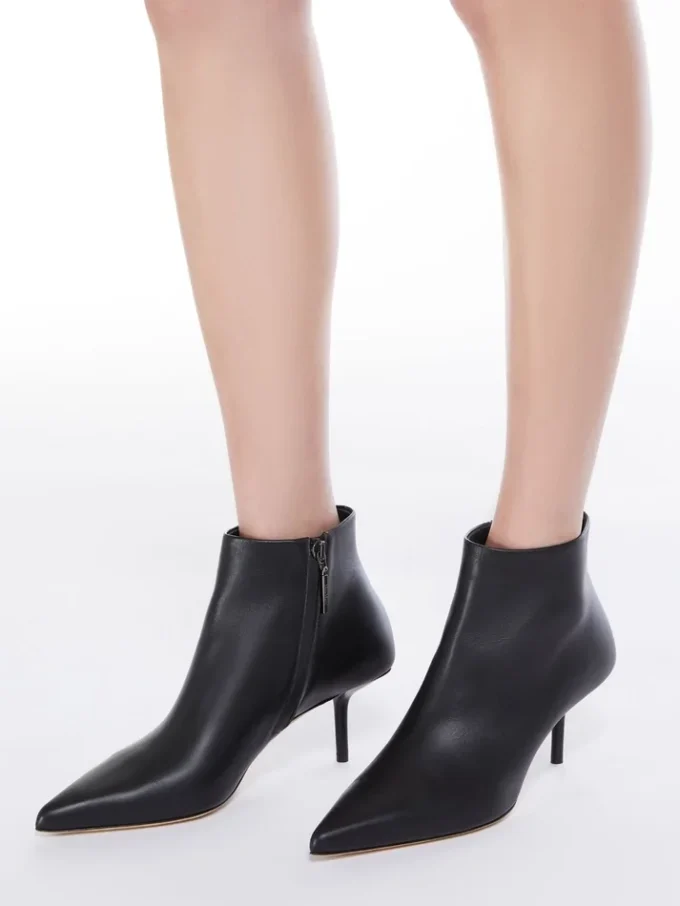 Leder-Stiefeletten mit Reißverschluss, schwarz Leder-Stiefeletten mit Reißverschluss, schwarz