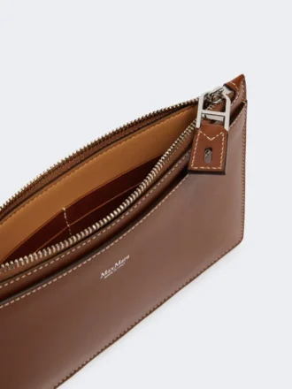 Leder-Täschchen mit Handgelenkriemen, bernsteinbraun