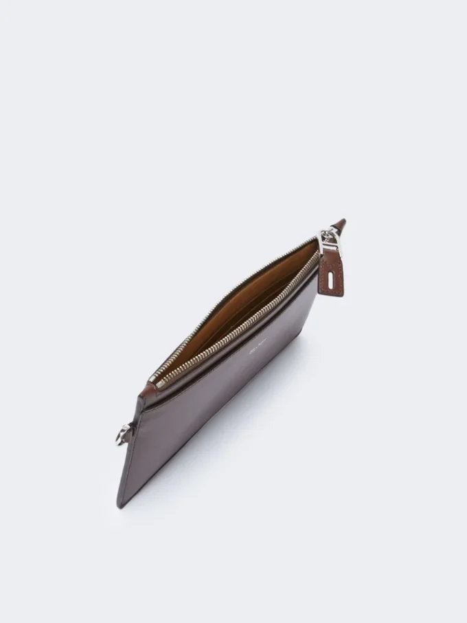 Leder-Täschchen mit Handgelenkriemen, kakao Leder-Täschchen mit Handgelenkriemen, kakao