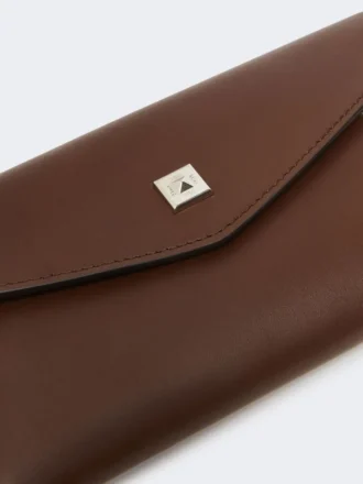 Leder-Umschlagbrieftasche, kakao