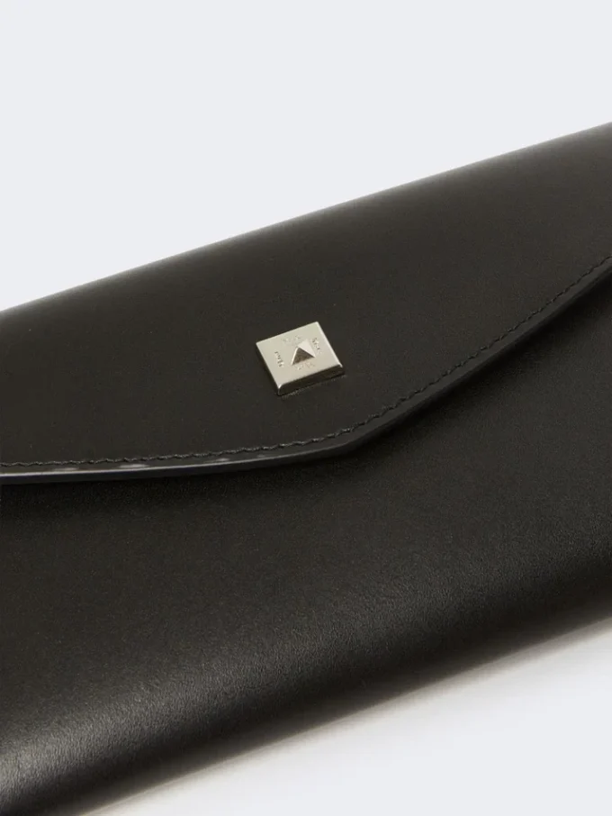 Leder-Umschlagbrieftasche, schwarz Leder-Umschlagbrieftasche, schwarz