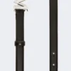 Ledergürtel mit Monogramm-Schnalle, schwarz
