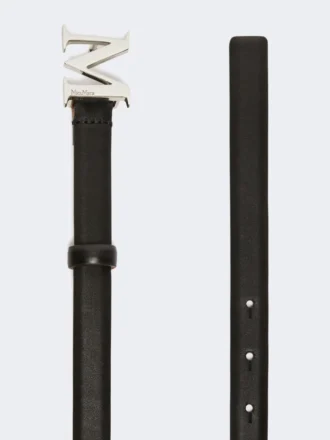 Ledergürtel mit Monogramm-Schnalle, schwarz Ledergürtel mit Monogramm-Schnalle, schwarz