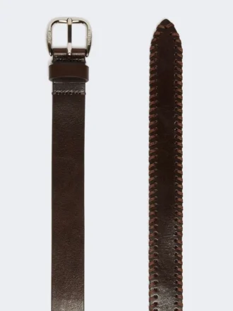 Ledergürtel mit Spitze, dunkelbraun