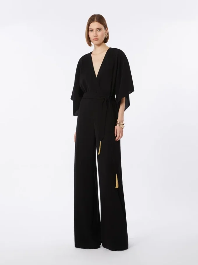 Leichter Jumpsuit aus Cady, schwarz Leichter Jumpsuit aus Cady, schwarz