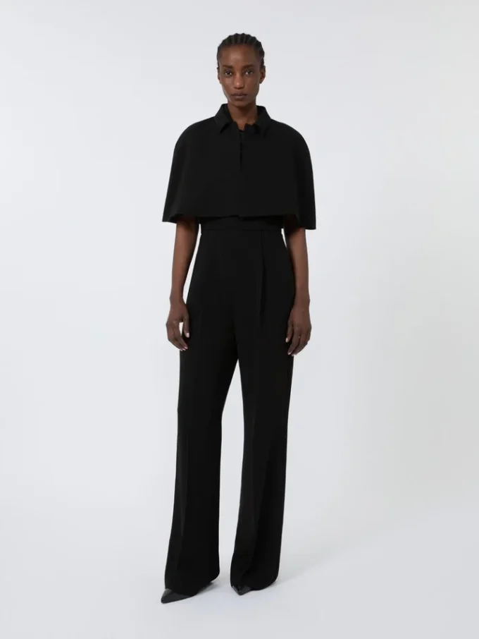 Leichter Jumpsuit aus Cady, schwarz Leichter Jumpsuit aus Cady, schwarz