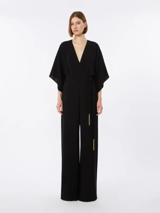 Leichter Jumpsuit aus Cady, schwarz Leichter Jumpsuit aus Cady, schwarz