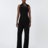 Leichter Jumpsuit aus Cady, schwarz Leichter Jumpsuit aus Cady, schwarz