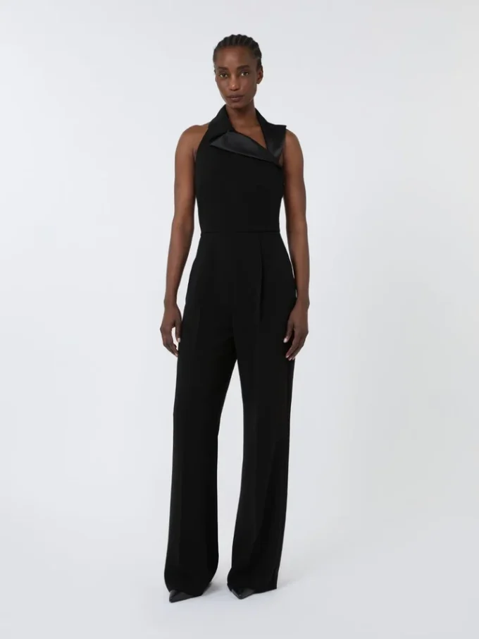 Leichter Jumpsuit aus Cady, schwarz Leichter Jumpsuit aus Cady, schwarz