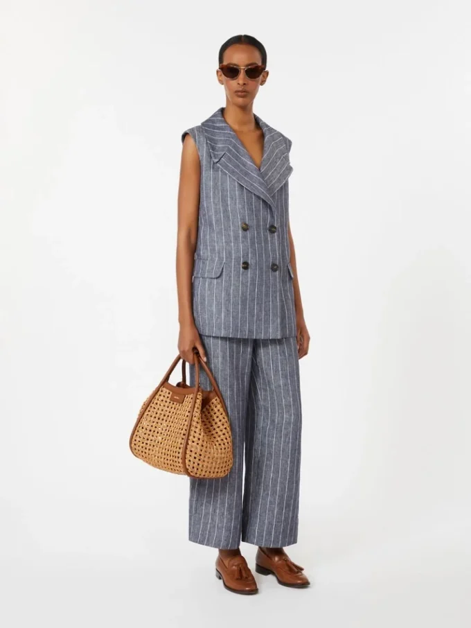 Leinenhose im Denim-Look mit Nadelstreifen, ultramarinblau Leinenhose im Denim-Look mit Nadelstreifen, ultramarinblau