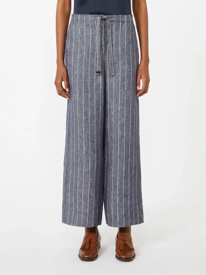 Leinenhose im Denim-Look mit Nadelstreifen, ultramarinblau Leinenhose im Denim-Look mit Nadelstreifen, ultramarinblau