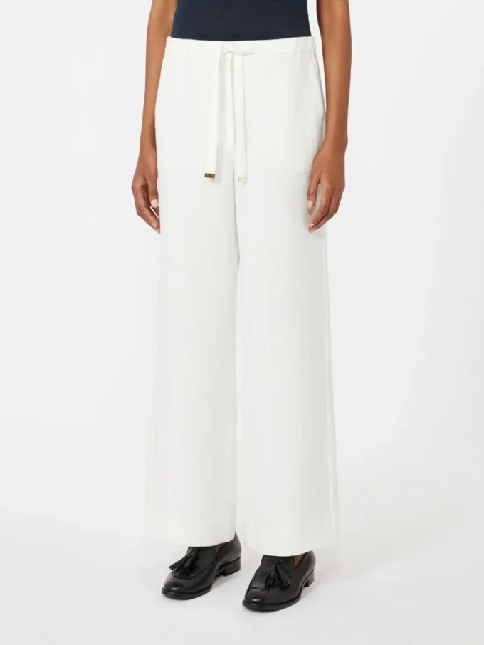 Leinenhose mit Korbgeflechtmuster, weiß Leinenhose mit Korbgeflechtmuster, weiß