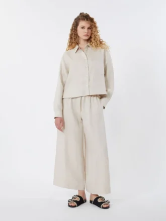 Leinenjacke, Ecru