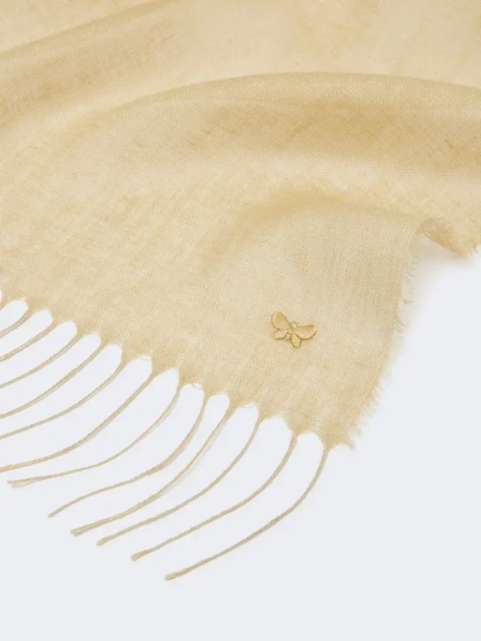 Leinenstola mit Fransen, beige Leinenstola mit Fransen, beige