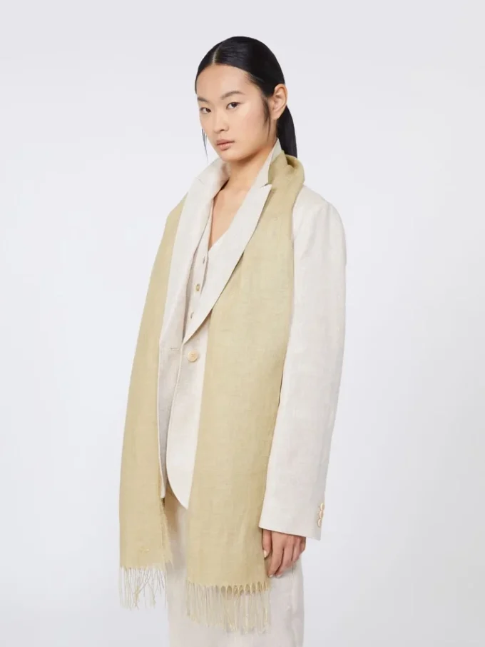 Leinenstola mit Fransen, beige Leinenstola mit Fransen, beige