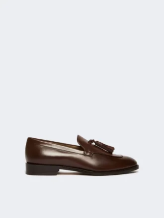Loafer aus Leder mit Quasten, kakaobraun