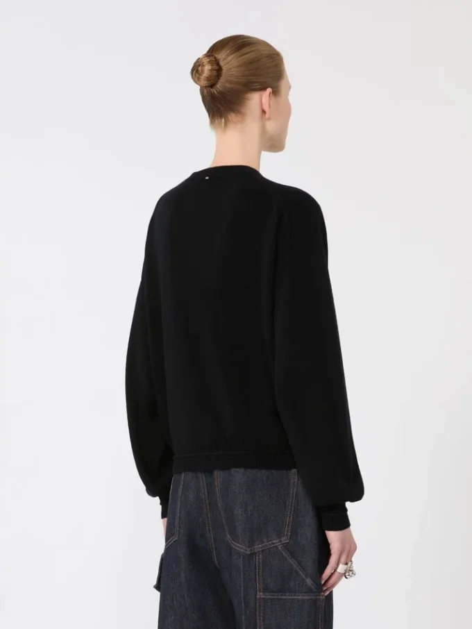 Locker sitzender Pullover aus Wolle und Kaschmir, schwarz