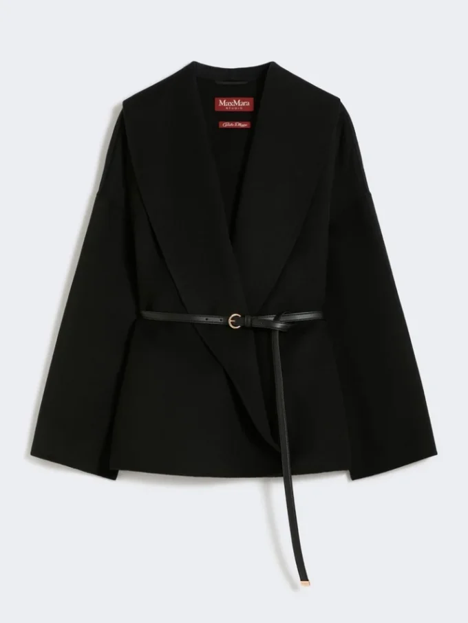 Mantel aus Wolle, Kaschmir und Seide, schwarz Mantel aus Wolle, Kaschmir und Seide, schwarz