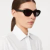 Markante Sonnenbrille mit eckigem Rahmen, schwarz Markante Sonnenbrille mit eckigem Rahmen, schwarz