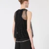 Mesh-Oberteil mit Kristallen, schwarz Mesh-Oberteil mit Kristallen, schwarz