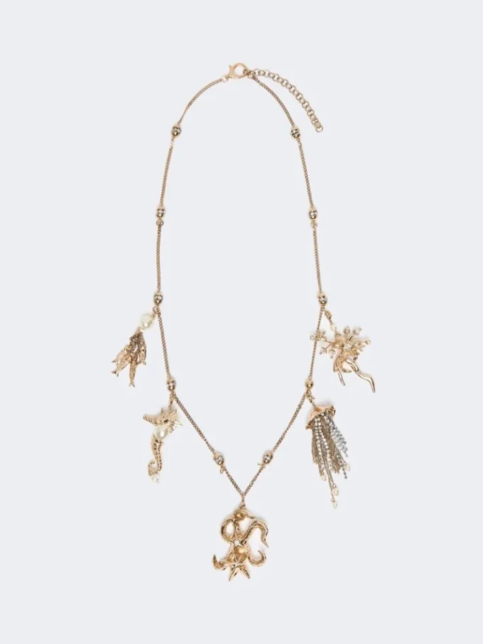 Metallic-Halskette „Abissi“ mit Strasssteinen, gold Metallic-Halskette „Abissi“ mit Strasssteinen, gold