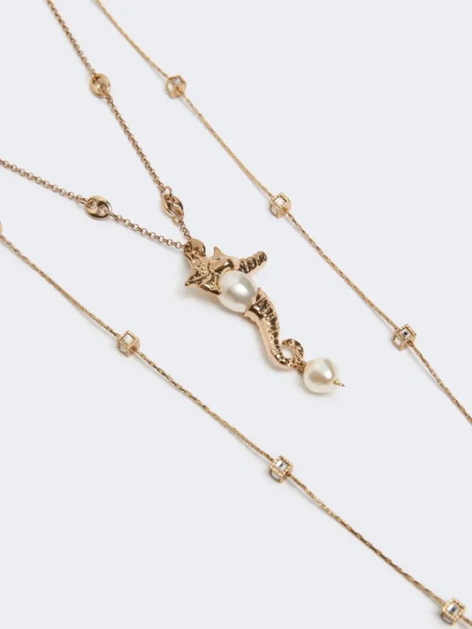 Metallic-Halskette „Abissi“ mit Strasssteinen, gold Metallic-Halskette „Abissi“ mit Strasssteinen, gold