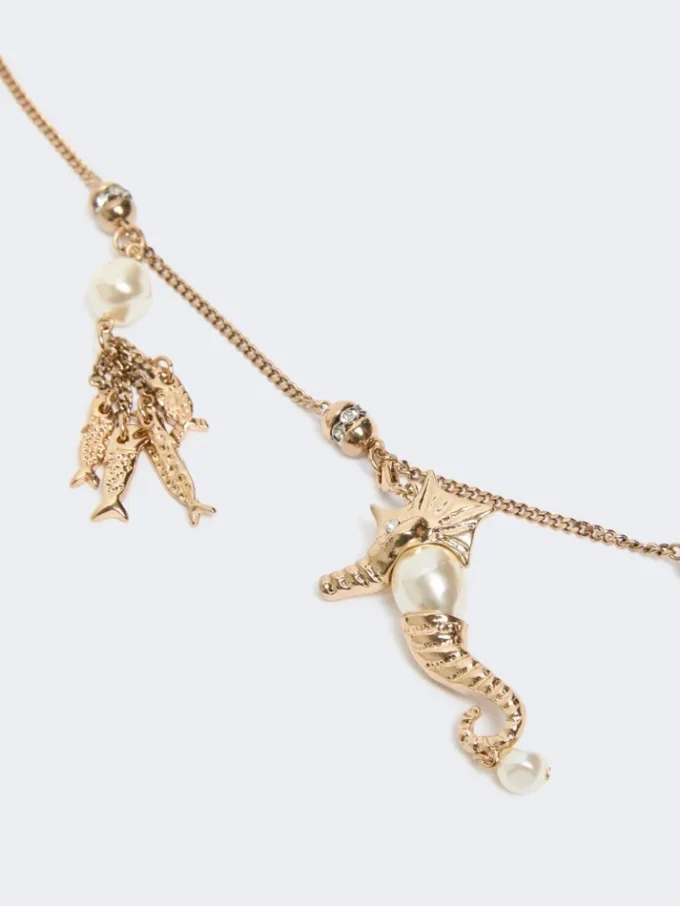 Metallic-Halskette „Abissi“ mit Strasssteinen, gold Metallic-Halskette „Abissi“ mit Strasssteinen, gold
