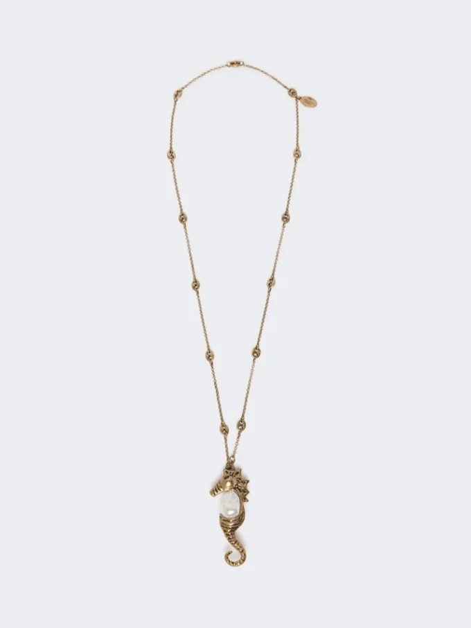 Metallic-Halskette mit Broschenanhänger, gold Metallic-Halskette mit Broschenanhänger, gold