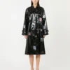 Midi-Trenchcoat aus Gabardine mit Vinyl-Effekt, schwarz Midi-Trenchcoat aus Gabardine mit Vinyl-Effekt, schwarz