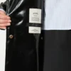Midi-Trenchcoat aus Gabardine mit Vinyl-Effekt, schwarz Midi-Trenchcoat aus Gabardine mit Vinyl-Effekt, schwarz