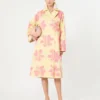 Midi-Trenchcoat aus gemustertem, wasserabweisendem Gabardine, gelb Midi-Trenchcoat aus gemustertem, wasserabweisendem Gabardine, gelb